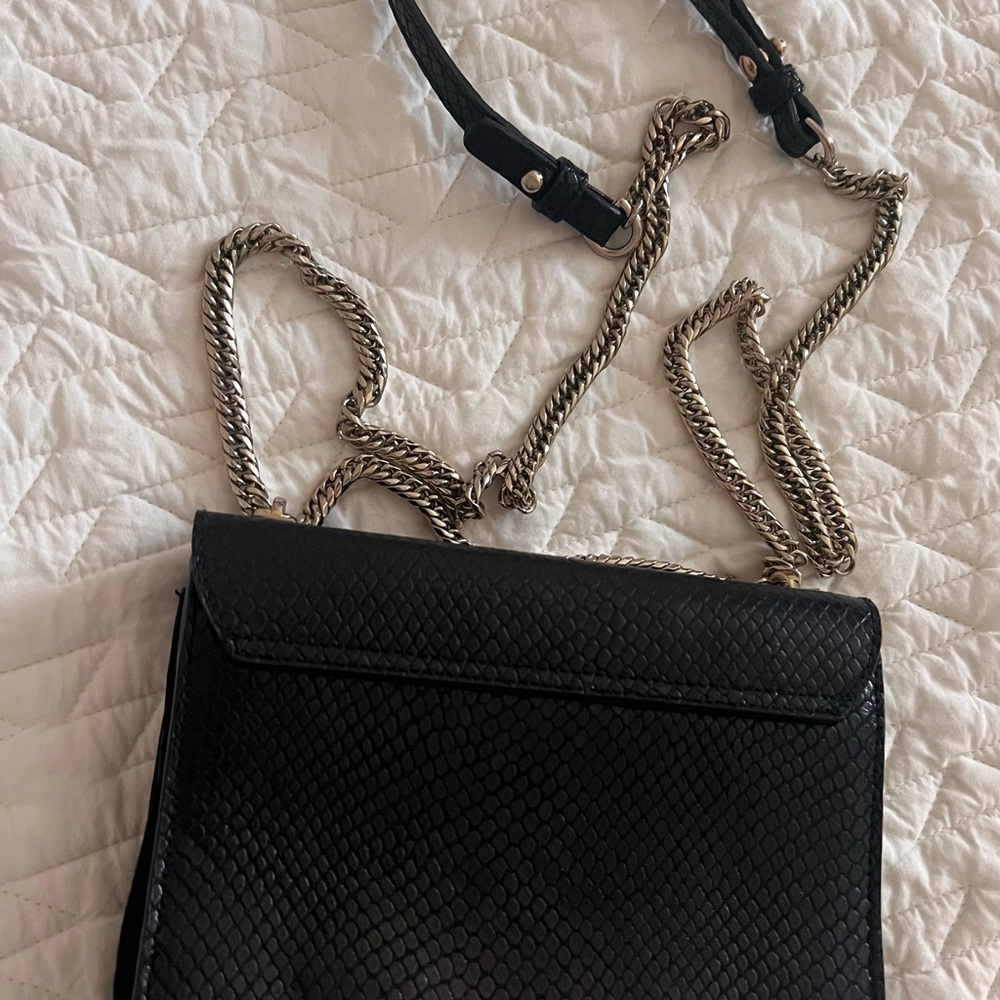 LK Bennett Kay Shoulder Bag - Black Snake with Metal strap & accents - Picture 3 of 4